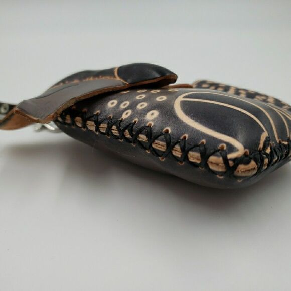 Handmade Leather Fox Wristlet Wallet Gray Minimalist Woodland Animal Coin Purse - Picture 4 of 10